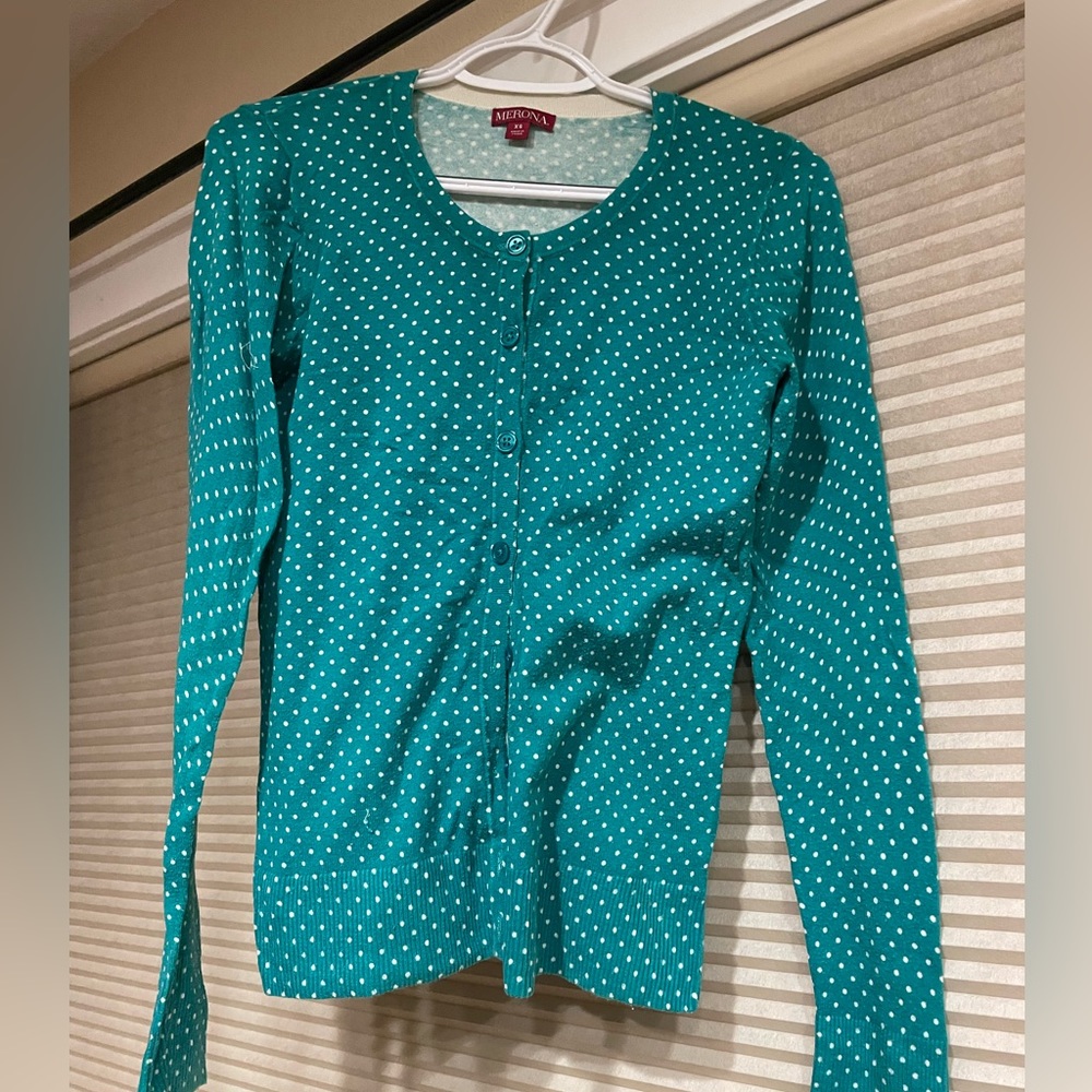 Green button up cardigan